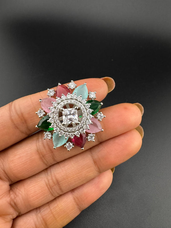 Premium Adjustable Round Ring, stones, CZ unique design