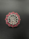 Premium Silver color Adjustable Big Ring in Crystals and Cubic Zirconia in Unique Design