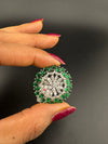 Premium Silver color Adjustable Big Ring in Crystals and Cubic Zirconia in Unique Design