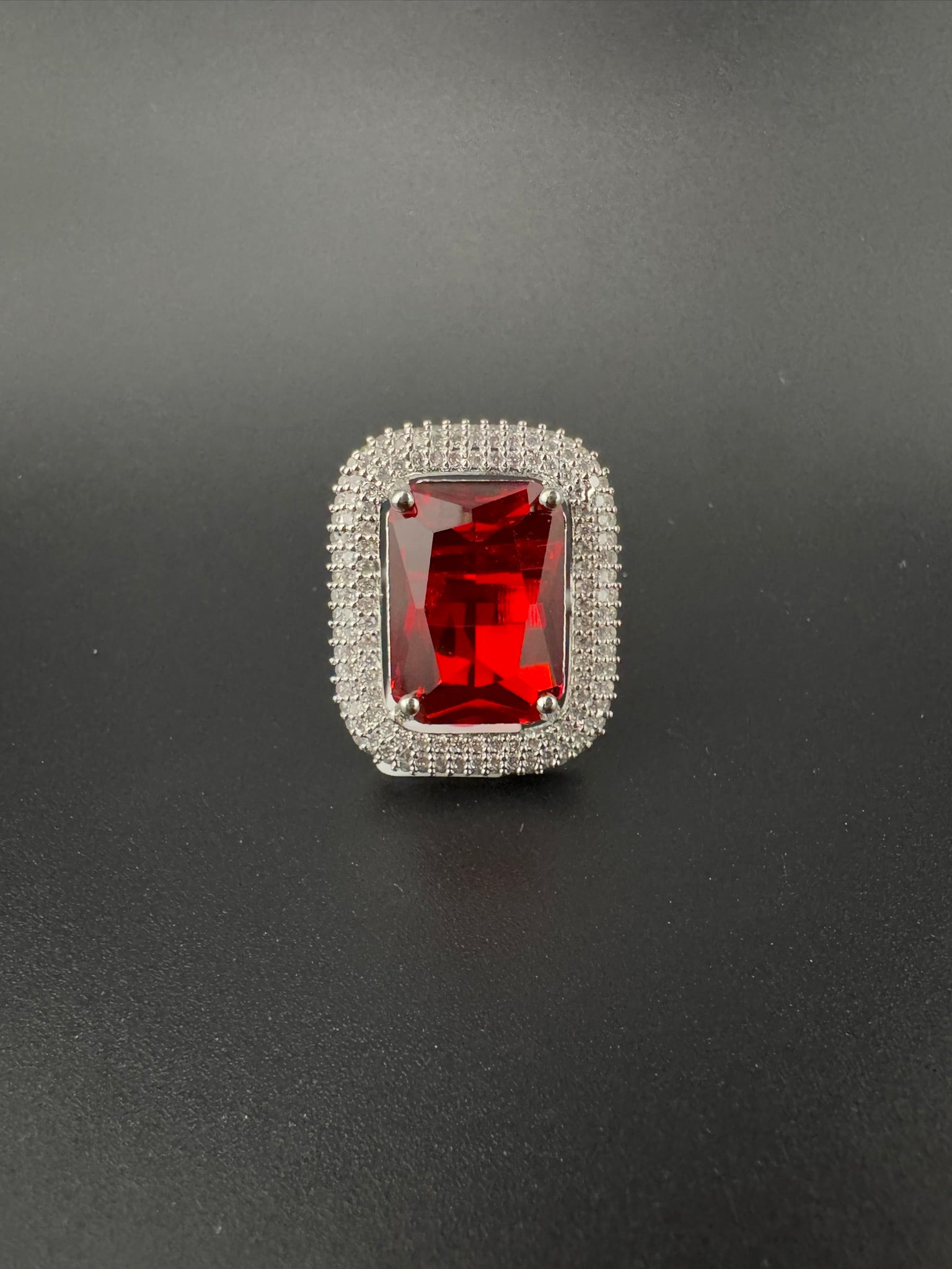Premium Quality Adjustable Rectangle Ring, Crystals, CZ unique design