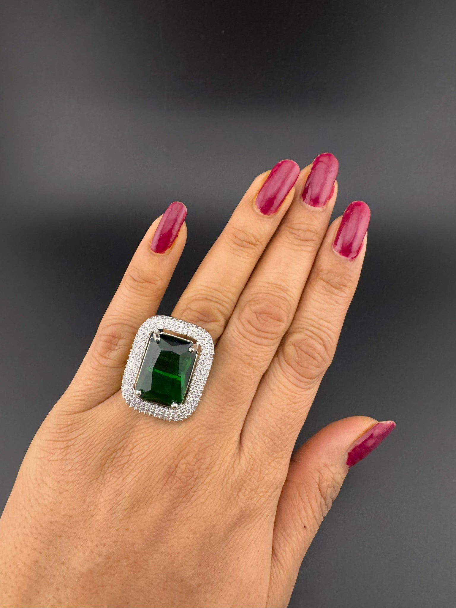 Premium Quality Adjustable Rectangle Ring, Crystals, CZ unique design