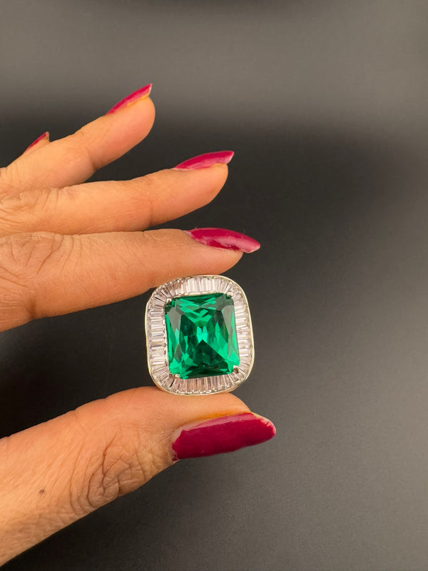 Premium Quality Adjustable Square Ring, Crystals, CZ unique design