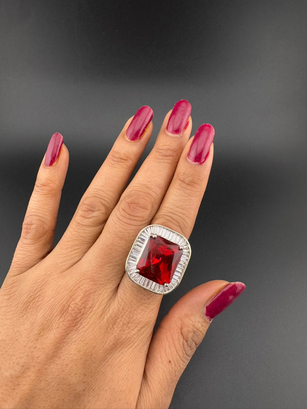 Premium Quality Adjustable Square Ring, Crystals, CZ unique design