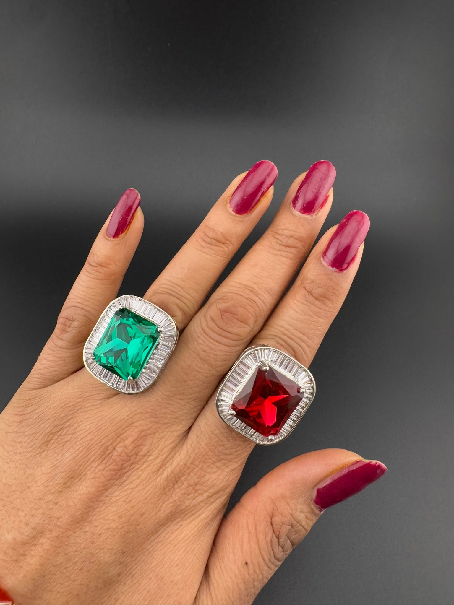 Premium Quality Adjustable Square Ring, Crystals, CZ unique design