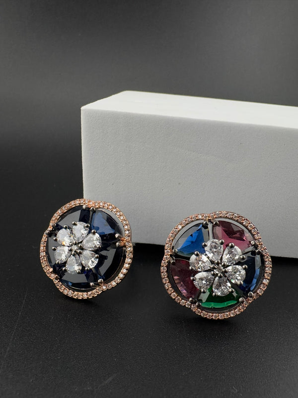 Premium Victorian Adjustable Round Ring in Crystals and Cubic Zirconia in Unique Design