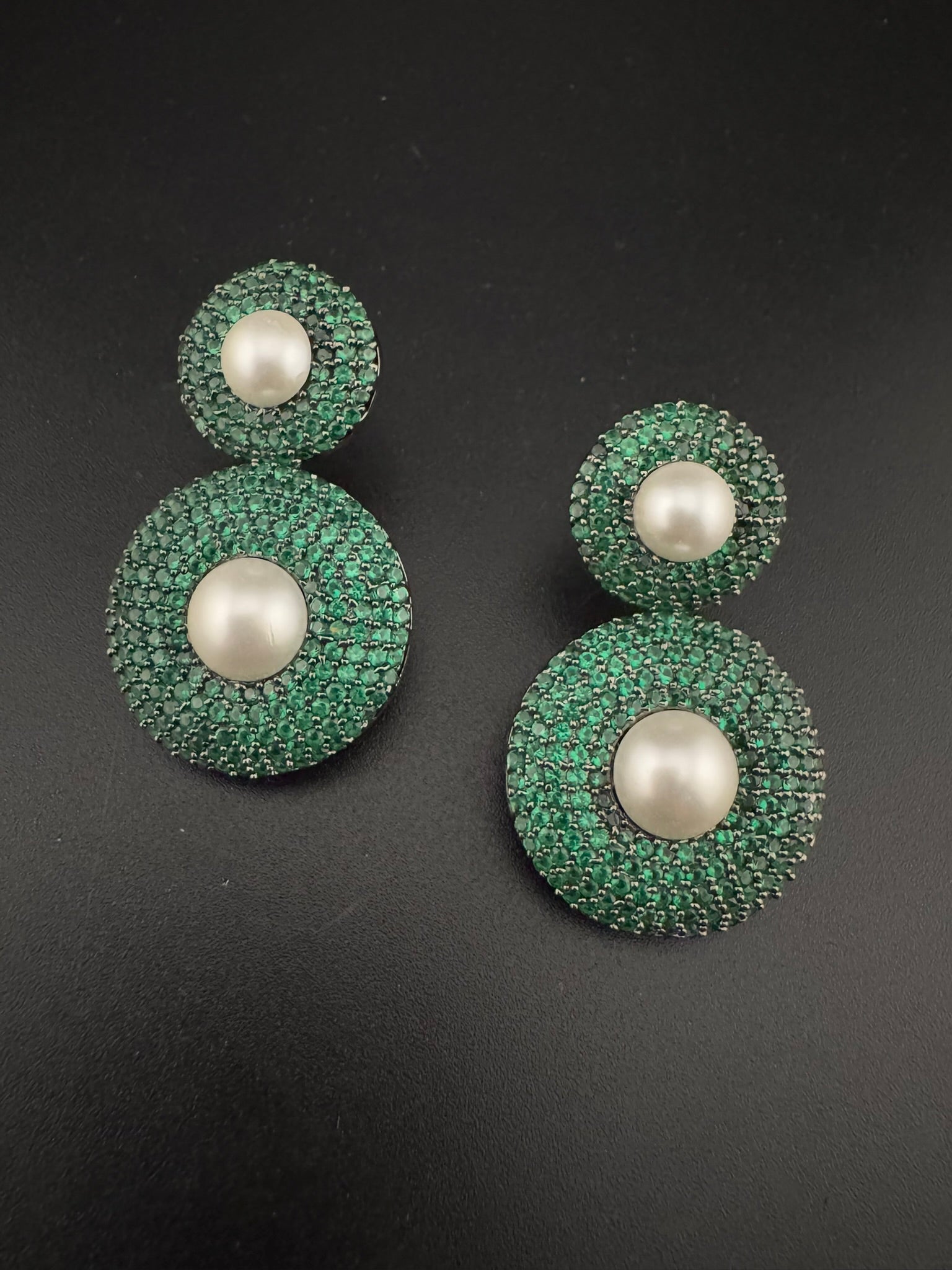 Premium Nano Setting Cubic Zirconia with Pearls is Victorian designer Inspired Statement Drop Dangle earring/Statement Earrings