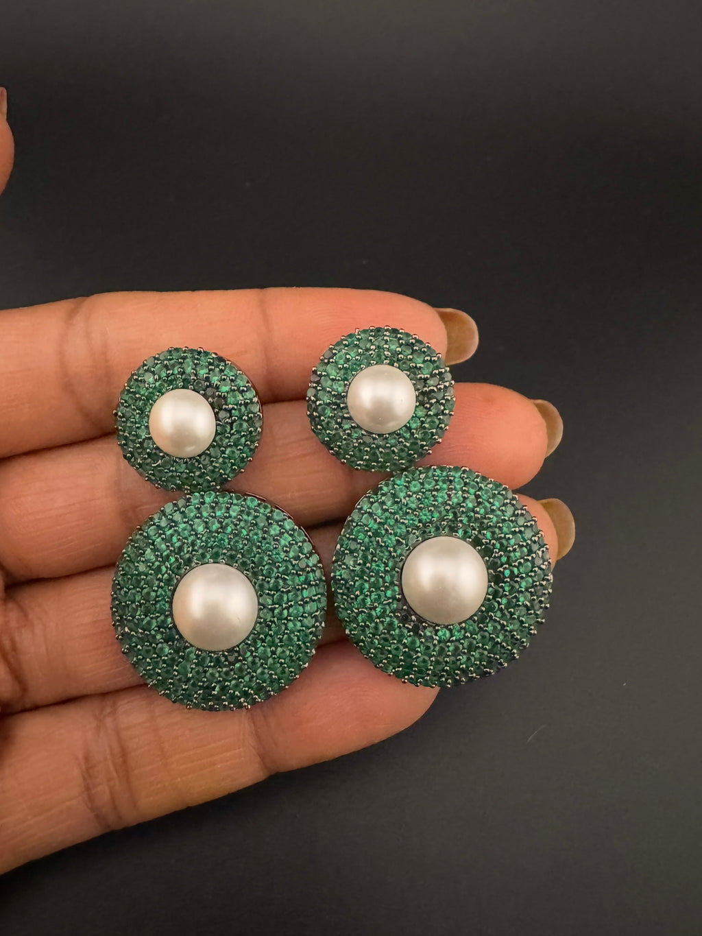 Premium Nano Setting Cubic Zirconia with Pearls is Victorian designer Inspired Statement Drop Dangle earring/Statement Earrings