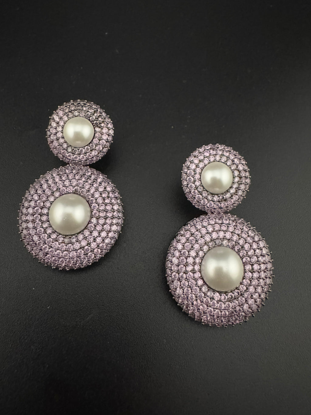 Premium Nano Setting Cubic Zirconia with Pearls is Victorian designer Inspired Statement Drop Dangle earring/Statement Earrings