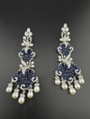 Premium 3D Nano Setting Cubic Zirconia with Pearls is designer Inspired Statement Drop Dangle Long earring