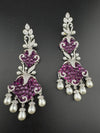 Premium 3D Nano Setting Cubic Zirconia with Pearls is designer Inspired Statement Drop Dangle Long earring