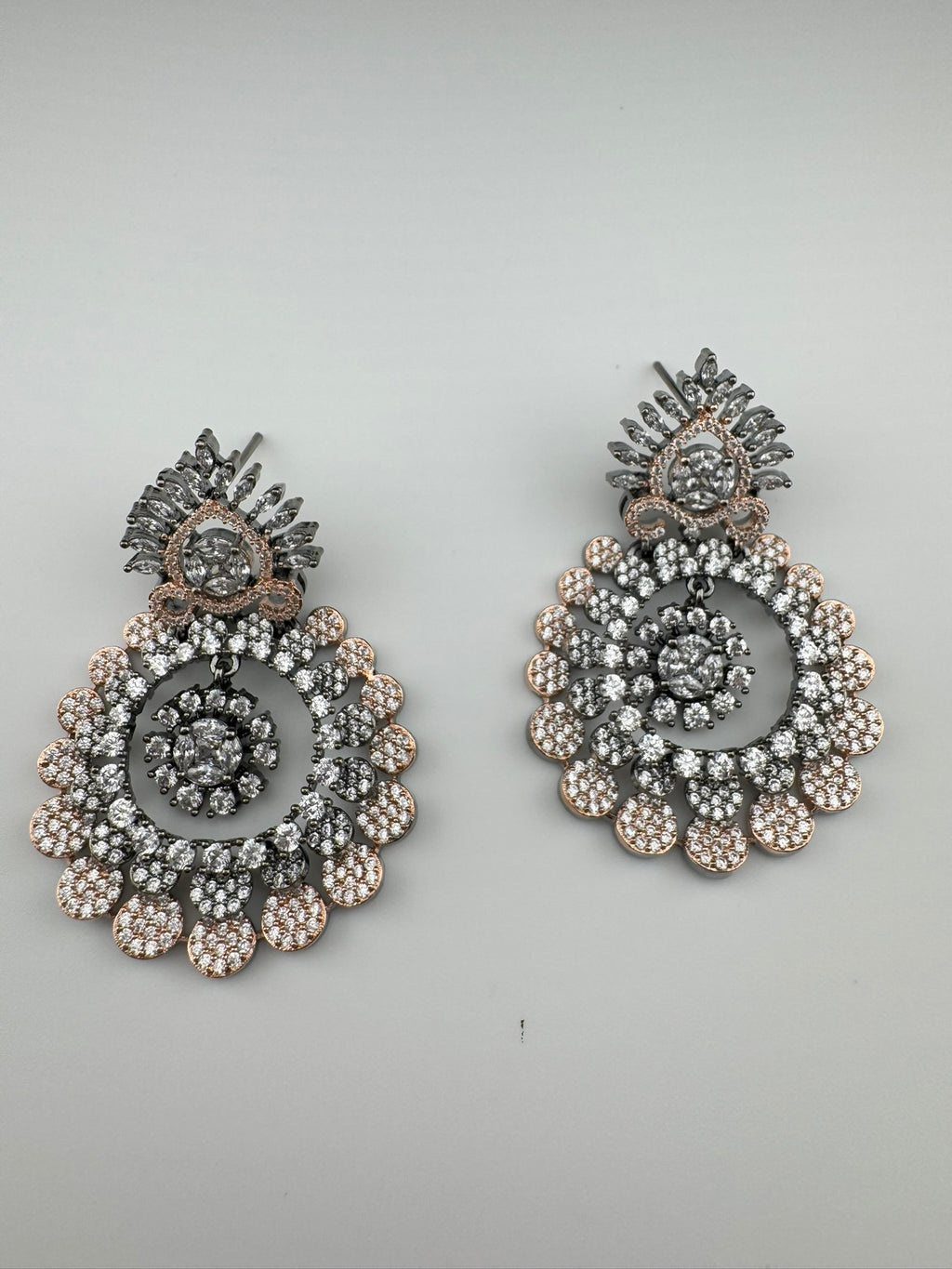 Premium Victorian Nano Setting Cubic Zirconia in a unique designer Inspired Drop Dangle earrings