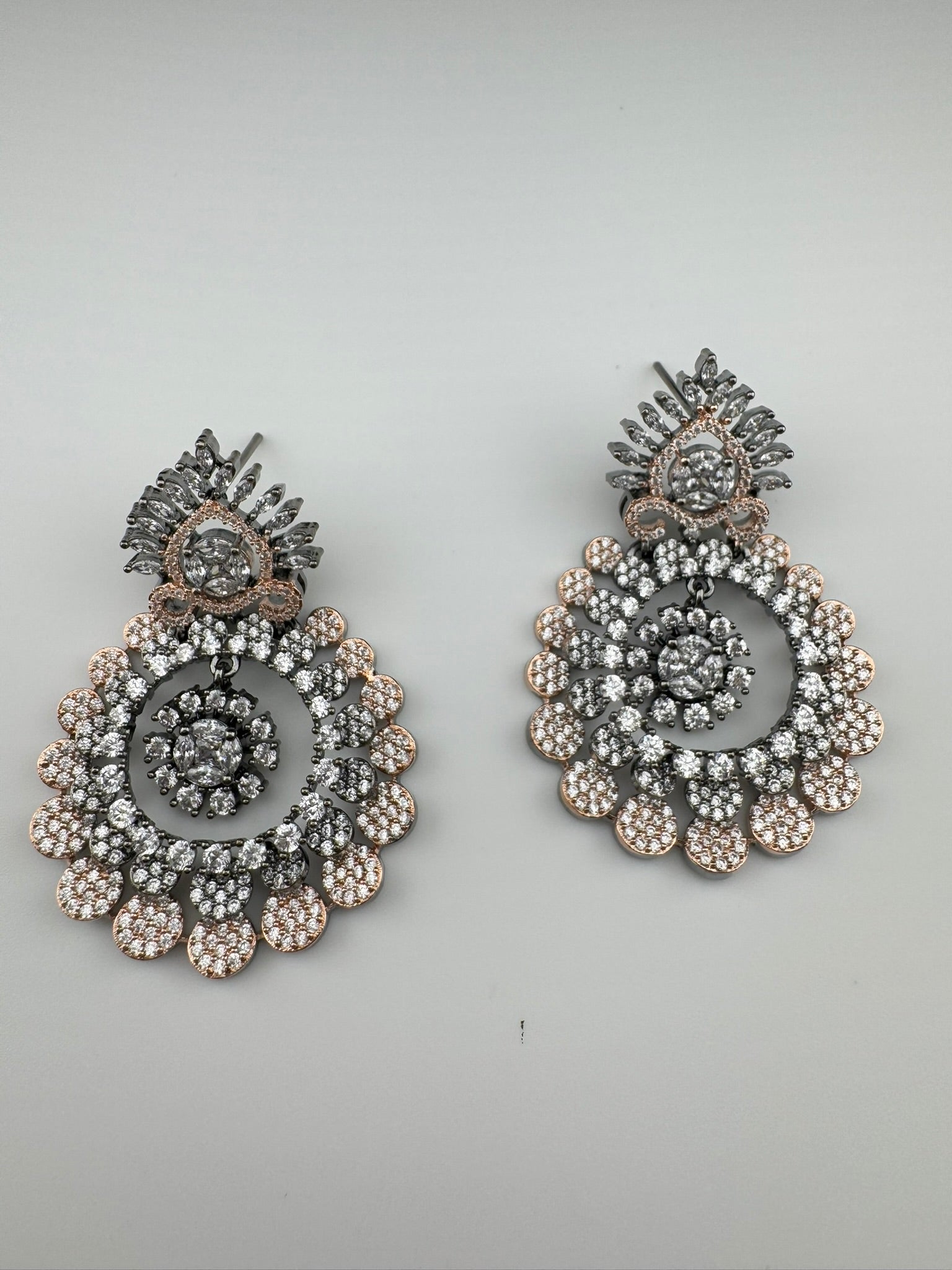 Premium Victorian Nano Setting Cubic Zirconia in a unique designer Inspired Drop Dangle earrings