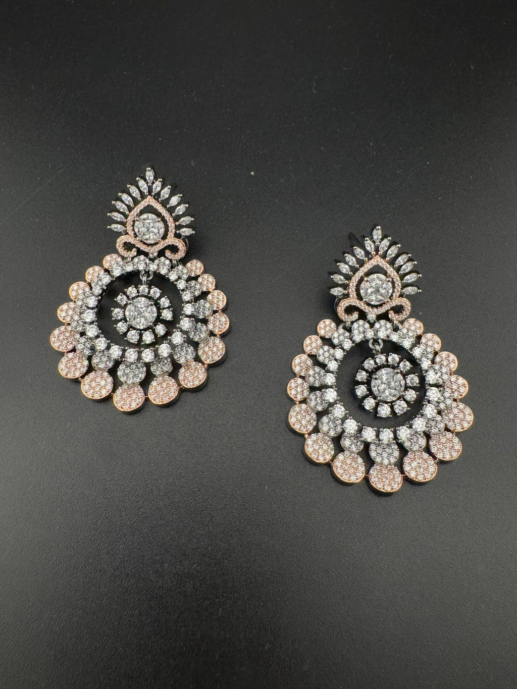 Premium Victorian Nano Setting Cubic Zirconia in a unique designer Inspired Drop Dangle earrings