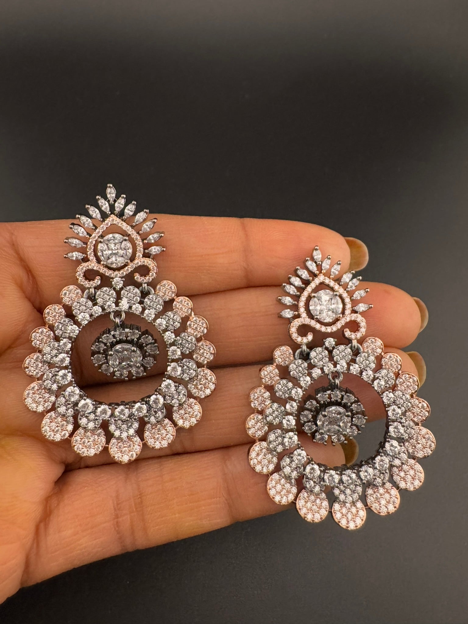 Premium Victorian Nano Setting Cubic Zirconia in a unique designer Inspired Drop Dangle earrings