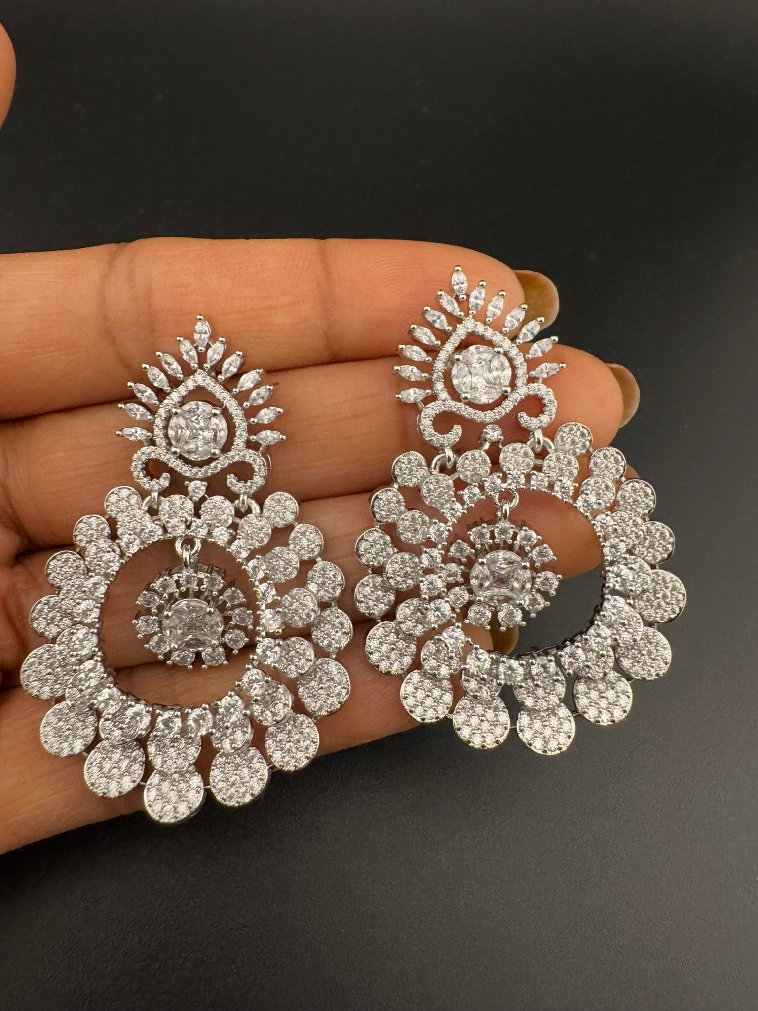 Premium Victorian Nano Setting Cubic Zirconia in a unique designer Inspired Drop Dangle earrings
