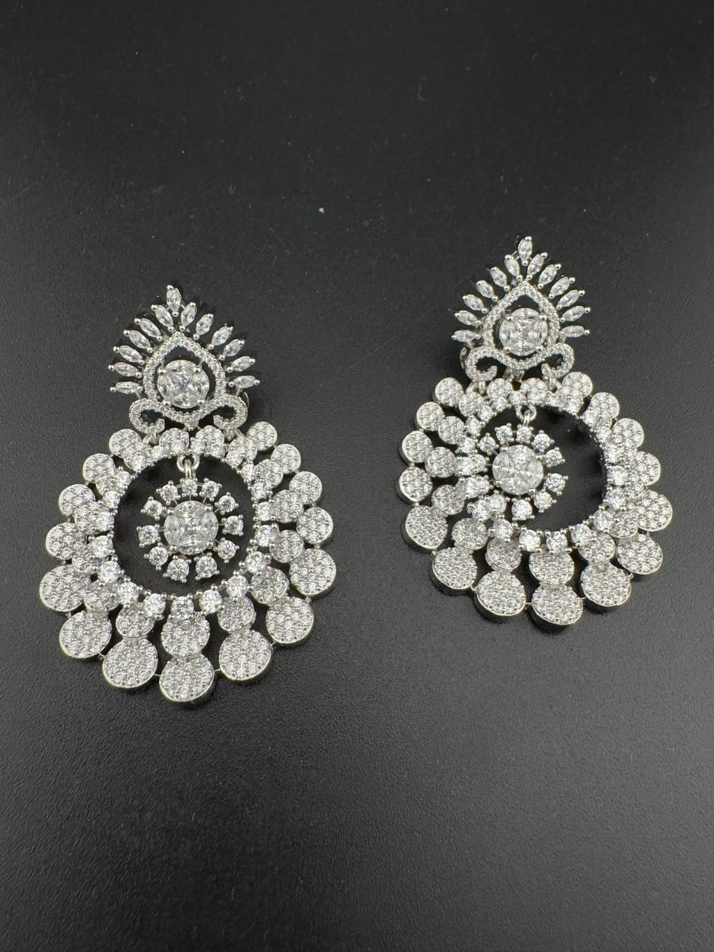 Premium Victorian Nano Setting Cubic Zirconia in a unique designer Inspired Drop Dangle earrings