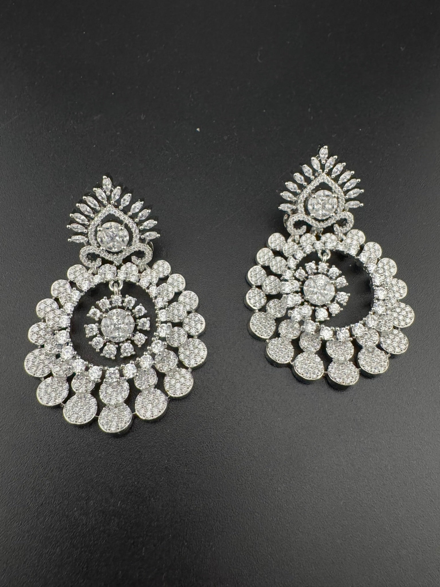 Premium Victorian Nano Setting Cubic Zirconia in a unique designer Inspired Drop Dangle earrings