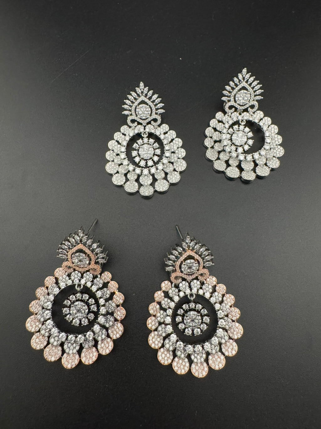 Premium Victorian Nano Setting Cubic Zirconia in a unique designer Inspired Drop Dangle earrings