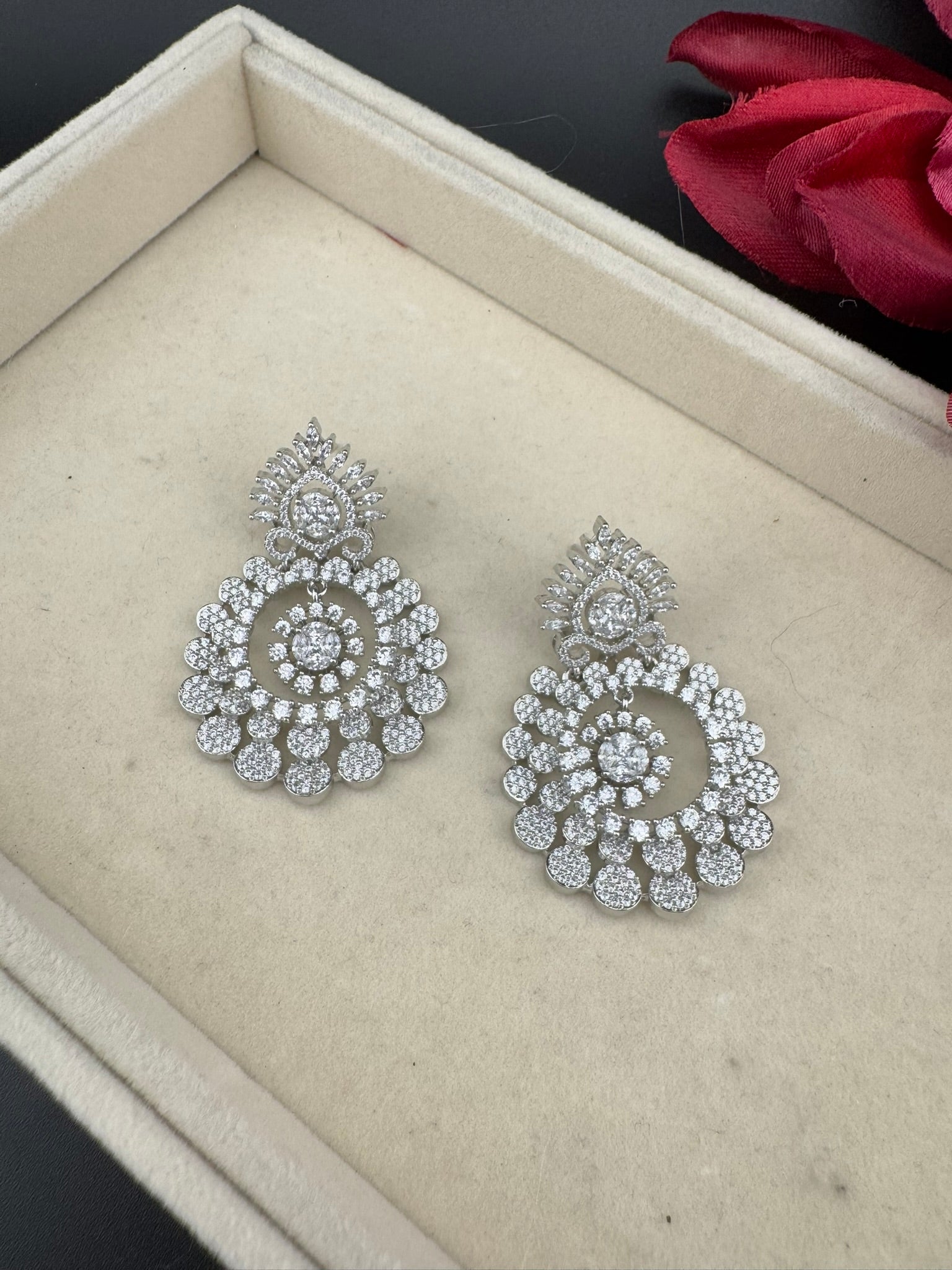 Premium Victorian Nano Setting Cubic Zirconia in a unique designer Inspired Drop Dangle earrings