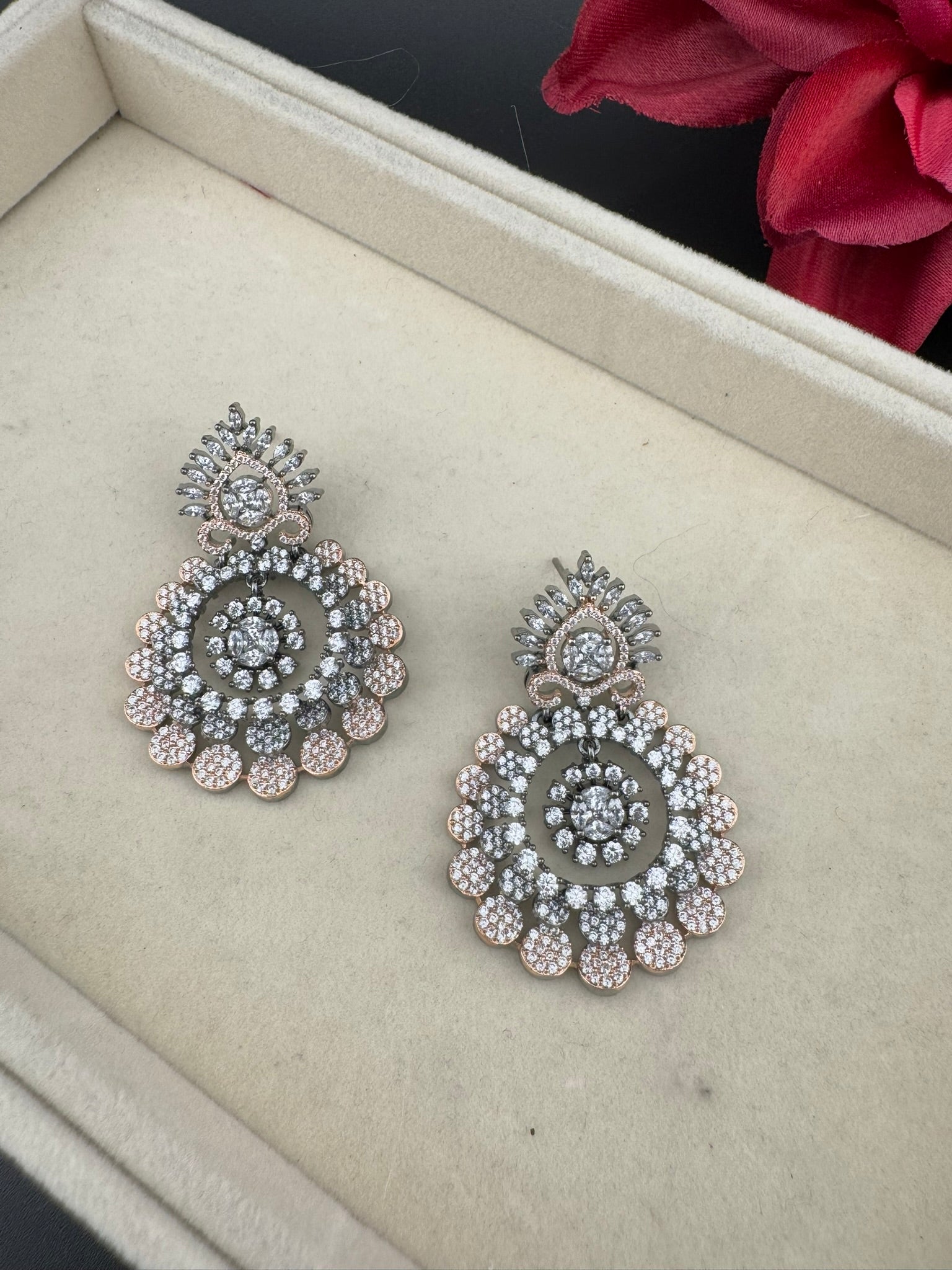 Premium Victorian Nano Setting Cubic Zirconia in a unique designer Inspired Drop Dangle earrings