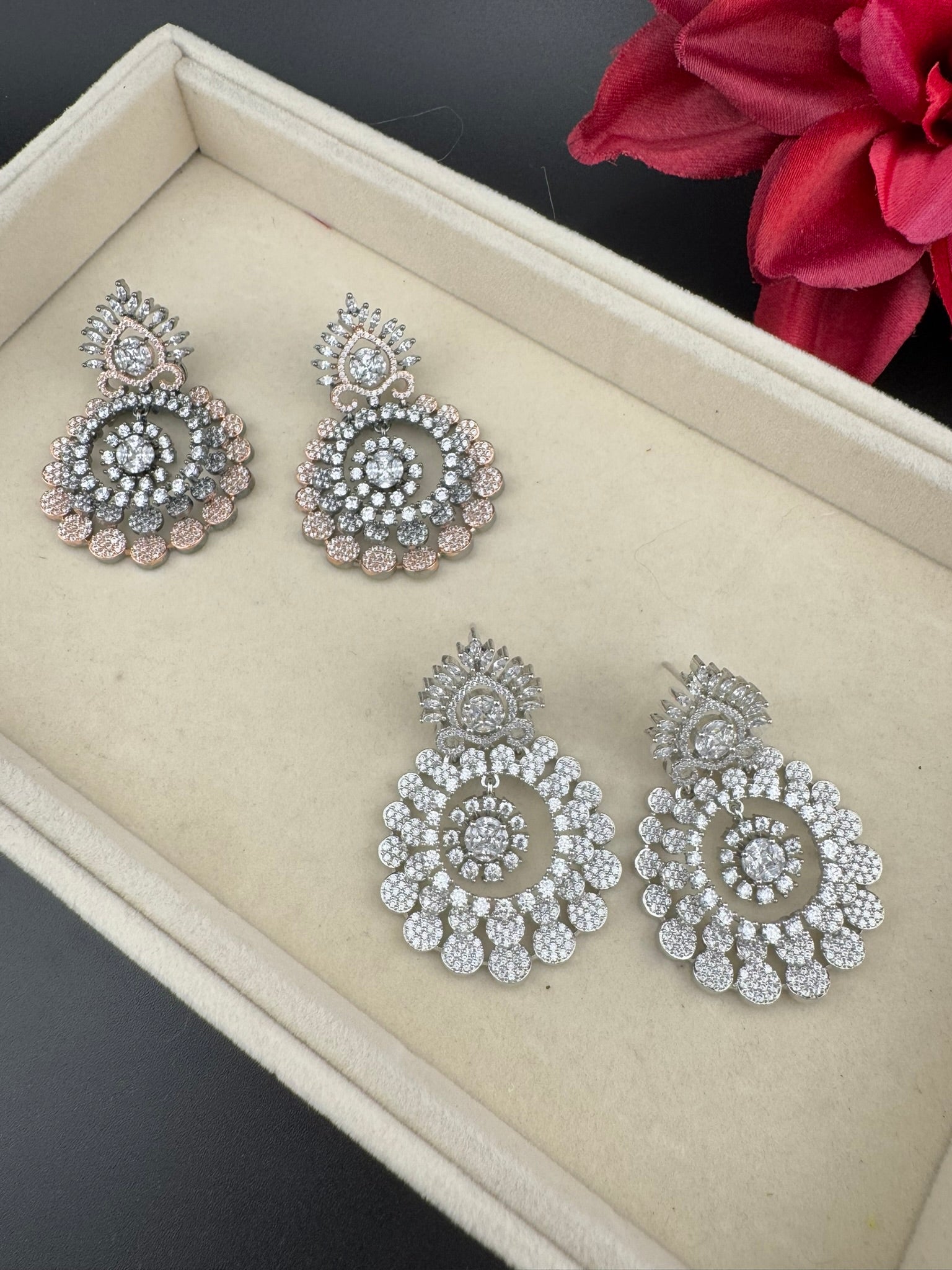 Premium Victorian Nano Setting Cubic Zirconia in a unique designer Inspired Drop Dangle earrings