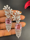 Premium Nano Setting Cubic Zirconia with Pearls is designer Inspired Statement Drop Dangle Long earring