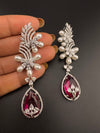 Premium Nano Setting Cubic Zirconia with Pearls is designer Inspired Statement Drop Dangle Long earring