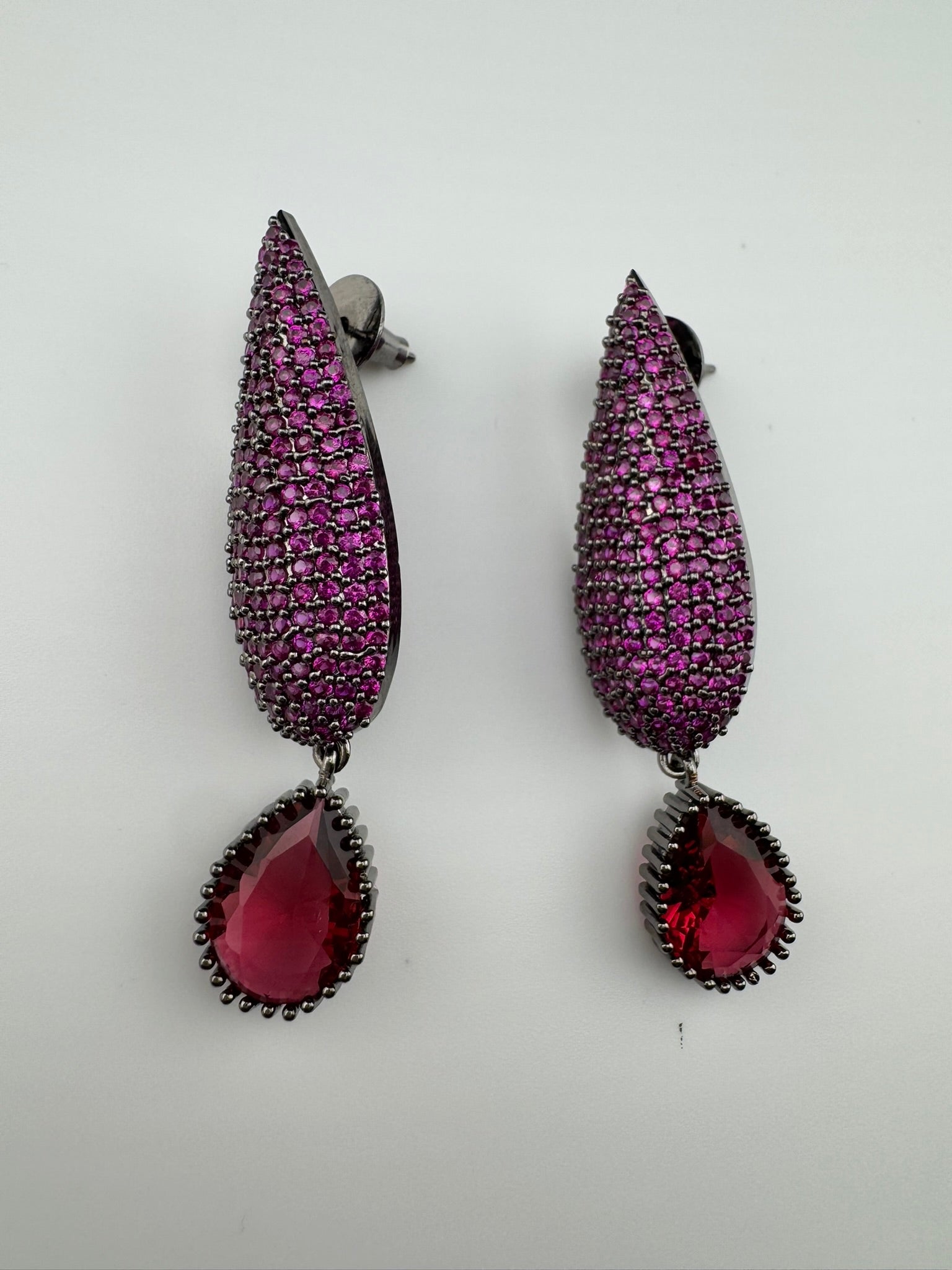 Premium Victorian Cubic Zirconia in Nano Setting long earrings, with stones