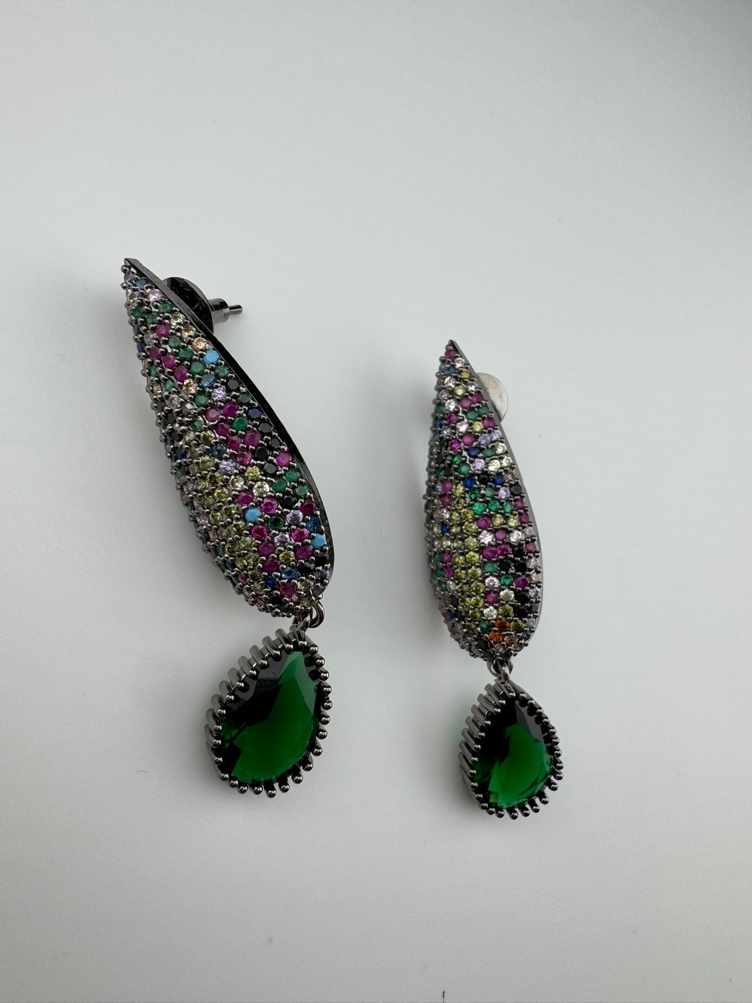 Premium Victorian Cubic Zirconia in Nano Setting long earrings, with stones