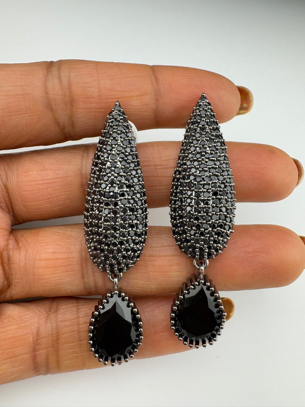 Premium Victorian Cubic Zirconia in Nano Setting long earrings, with stones