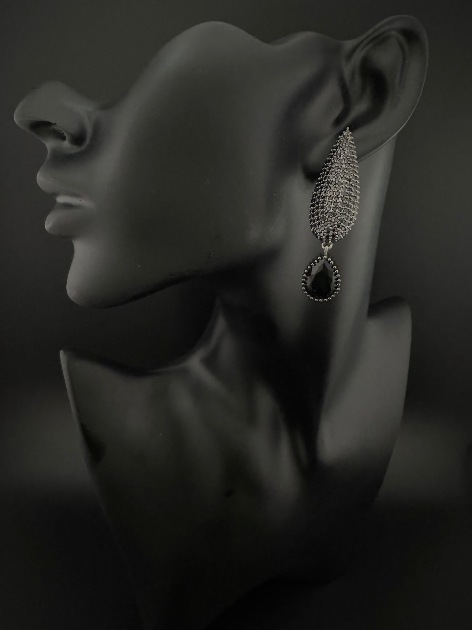 Premium Victorian Cubic Zirconia in Nano Setting long earrings, with stones