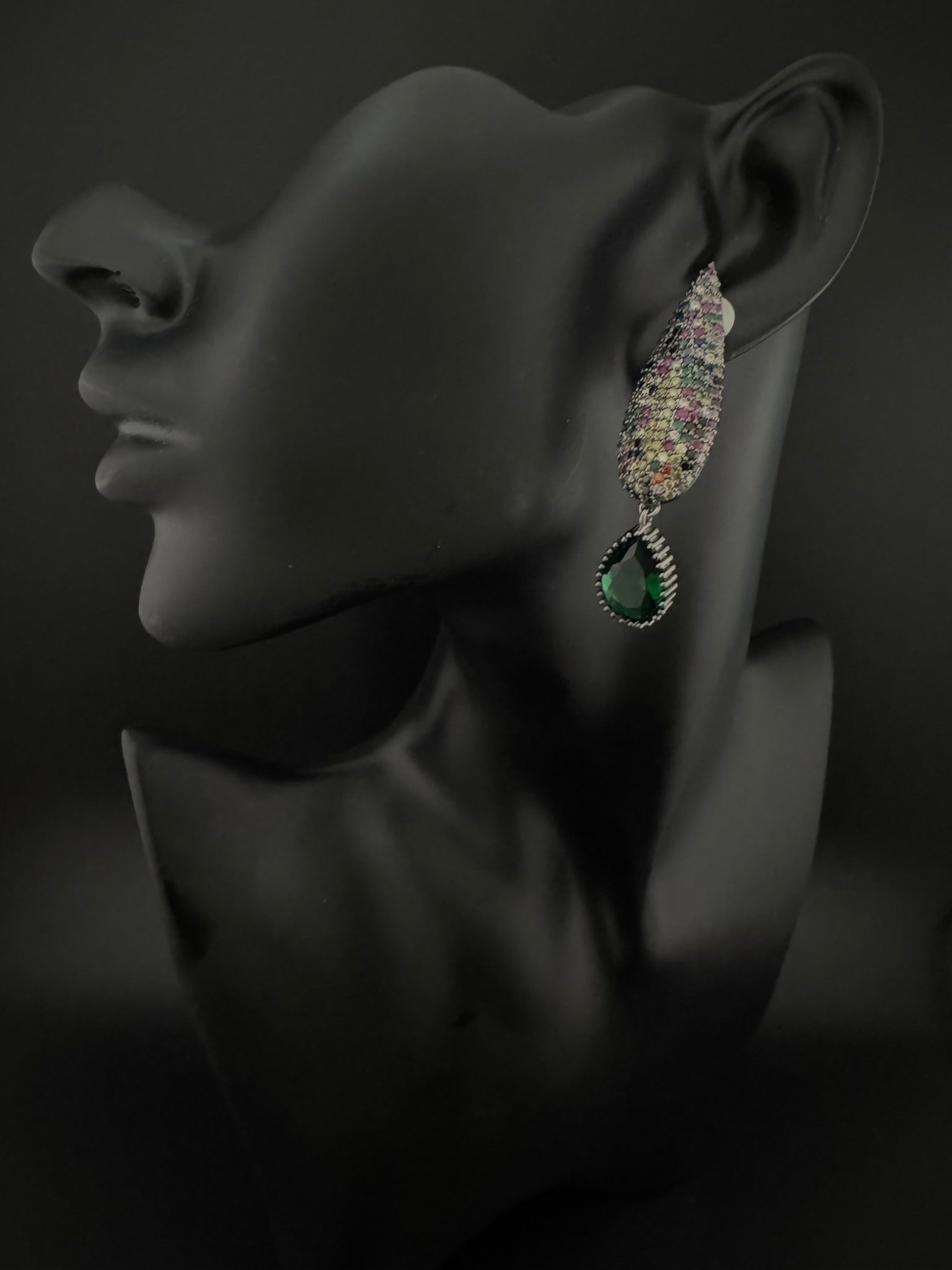 Premium Victorian Cubic Zirconia in Nano Setting long earrings, with stones