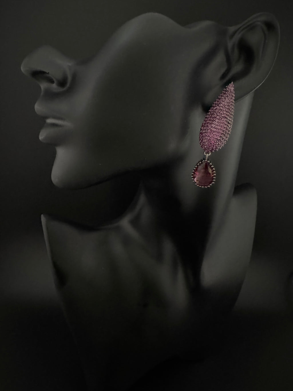 Premium Victorian Cubic Zirconia in Nano Setting long earrings, with stones