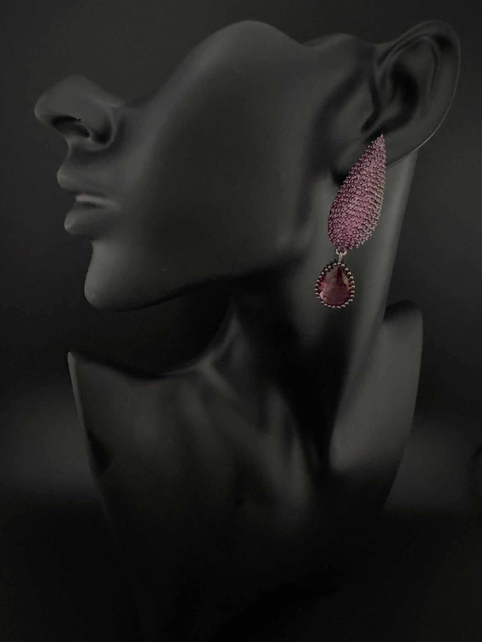 Premium Victorian Cubic Zirconia in Nano Setting long earrings, with stones