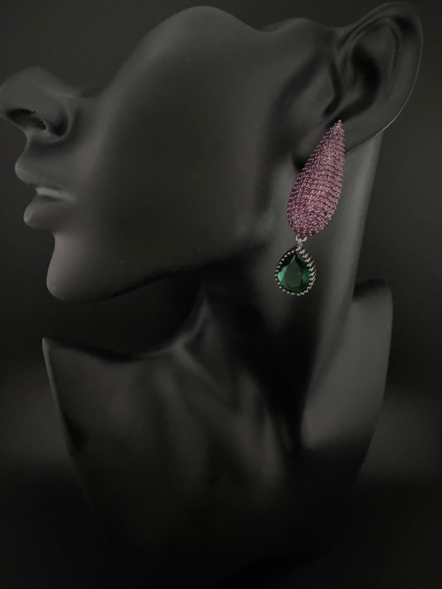 Premium Victorian Cubic Zirconia in Nano Setting long earrings, with stones