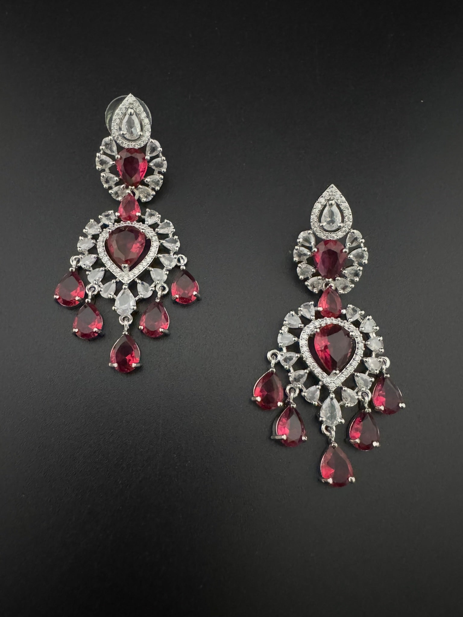 Premium Cubic Zirconia with Crystals and Stones is designer Inspired Statement Drop Dangle Long earring/Chand bali