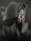 Premium Cubic Zirconia with Crystals and Stones is designer Inspired Statement Drop Dangle Long earring/Chand bali
