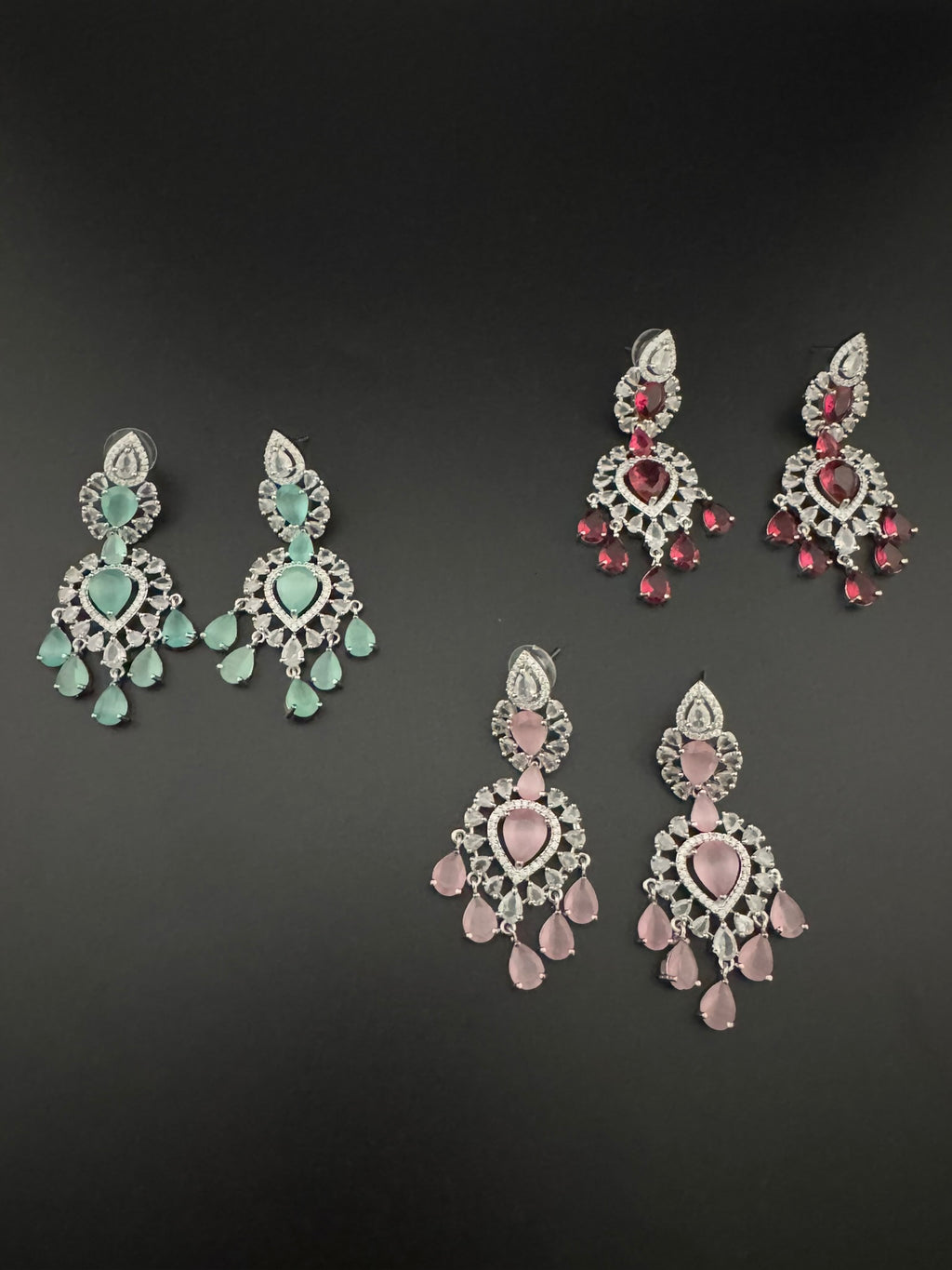 Premium Cubic Zirconia with Crystals and Stones is designer Inspired Statement Drop Dangle Long earring/Chand bali