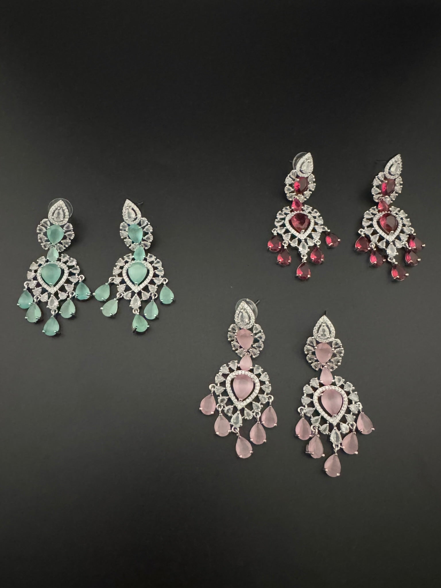 Premium Cubic Zirconia with Crystals and Stones is designer Inspired Statement Drop Dangle Long earring/Chand bali