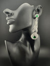 Premium Cubic Zirconia and Crystal stone in silver color is designer Inspired Statement Long earrings
