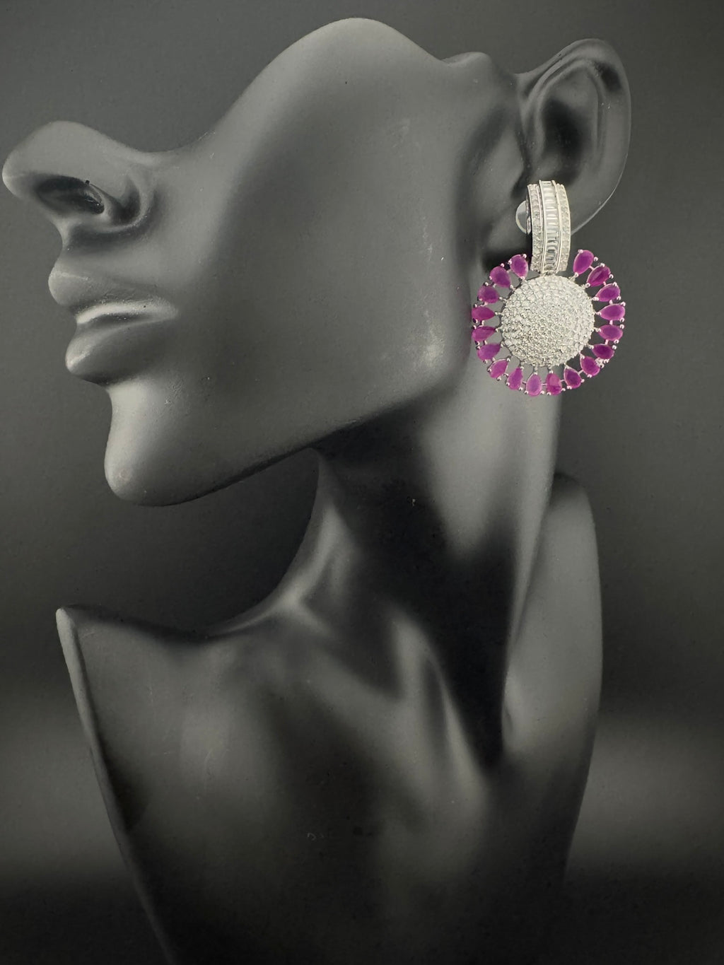 Premium Nano Setting Cubic Zirconia Chandelier earrings in Crystal stones in silver color Statement earrings