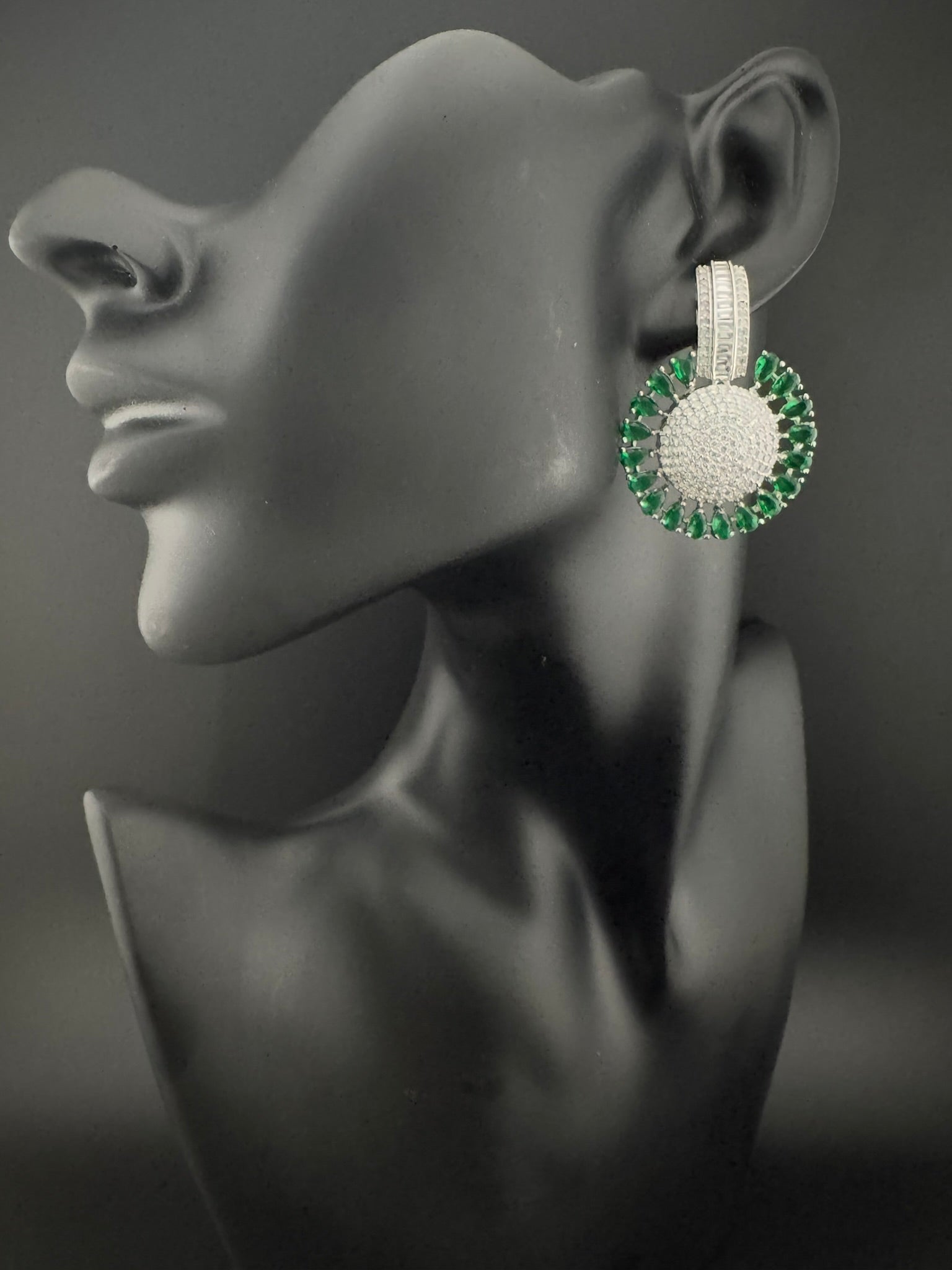 Premium Nano Setting Cubic Zirconia Chandelier earrings in Crystal stones in silver color Statement earrings