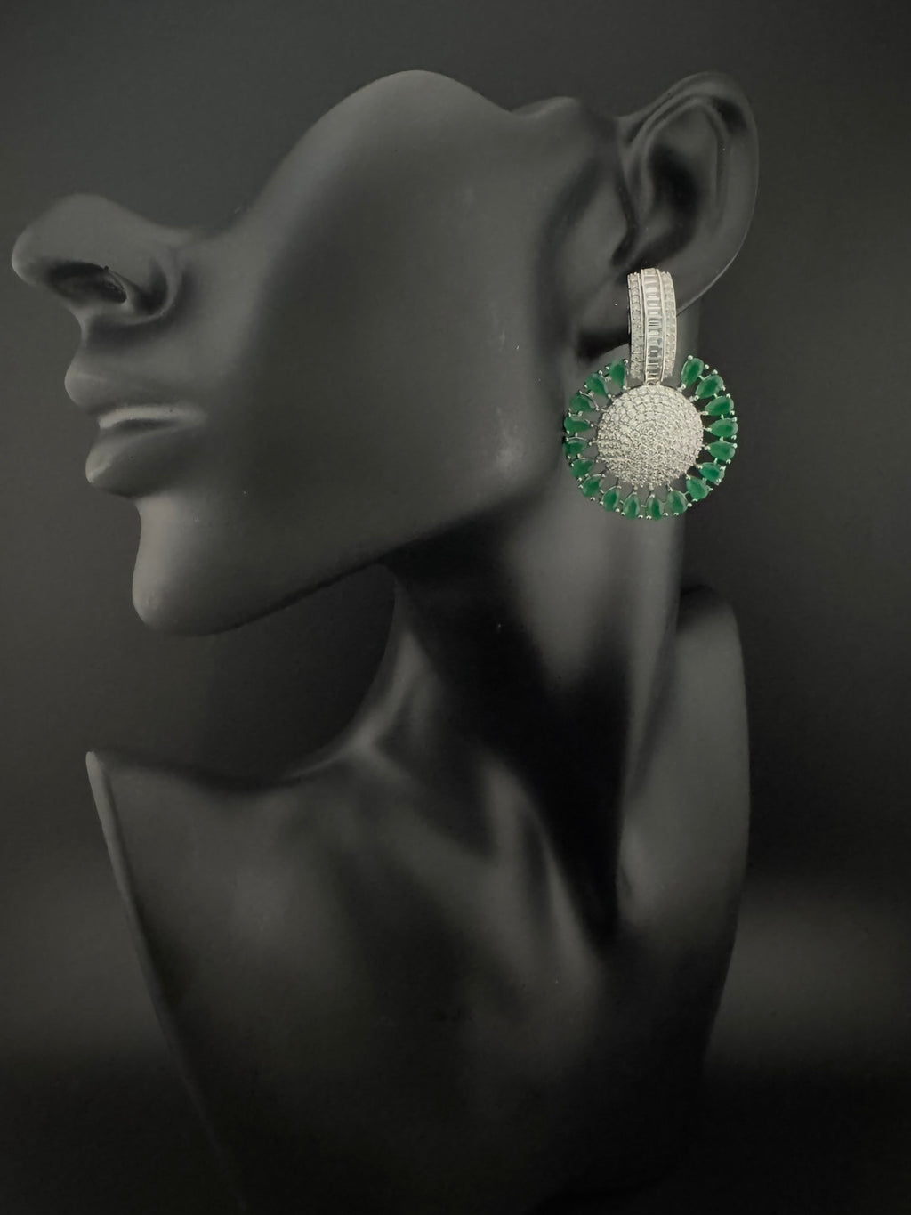 Premium Nano Setting Cubic Zirconia Chandelier earrings in Crystal stones in silver color Statement earrings