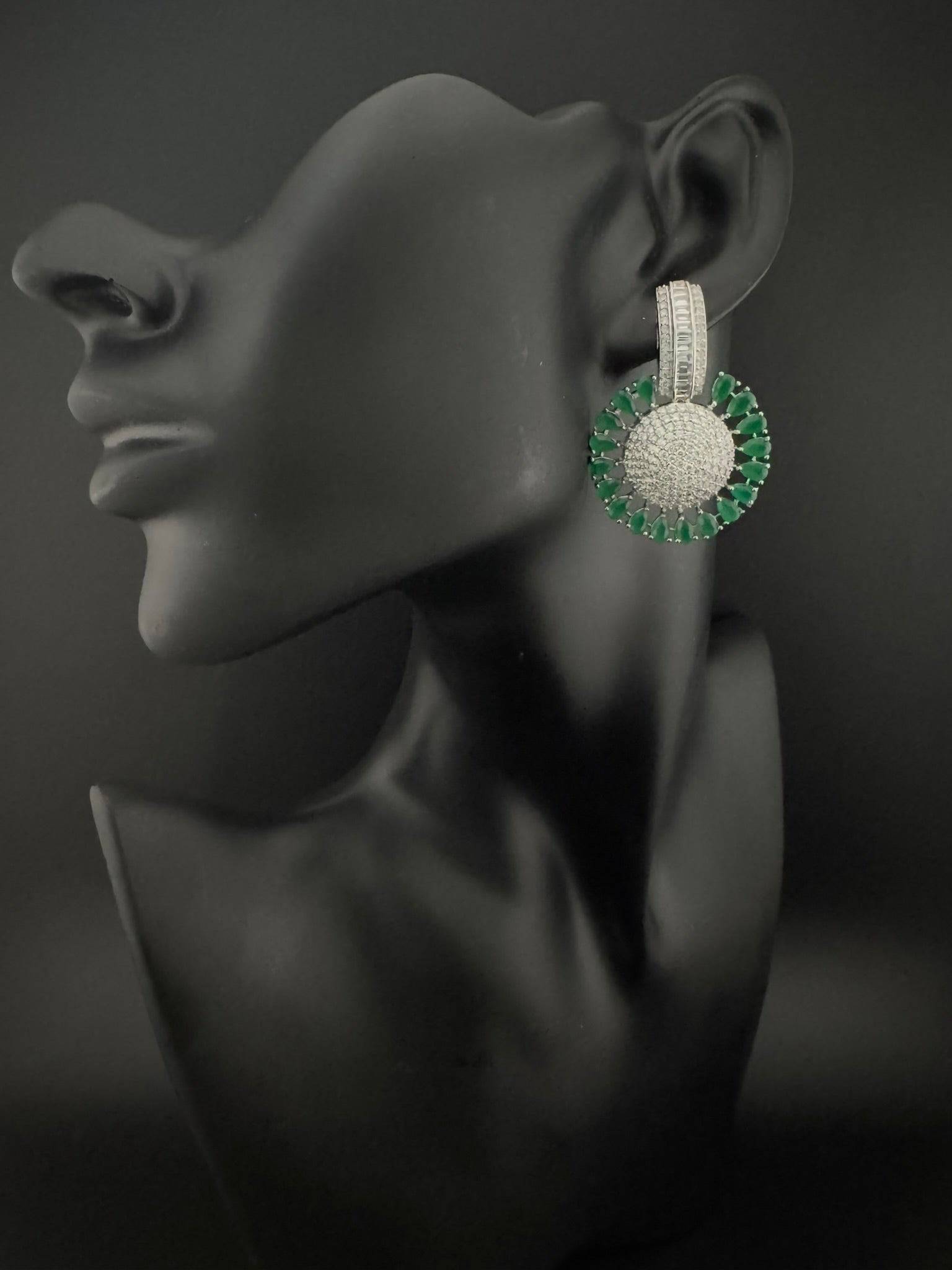 Premium Nano Setting Cubic Zirconia Chandelier earrings in Crystal stones in silver color Statement earrings