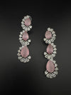 Premium Cubic Zirconia and Crystal stone in silver color Statement Long earrings