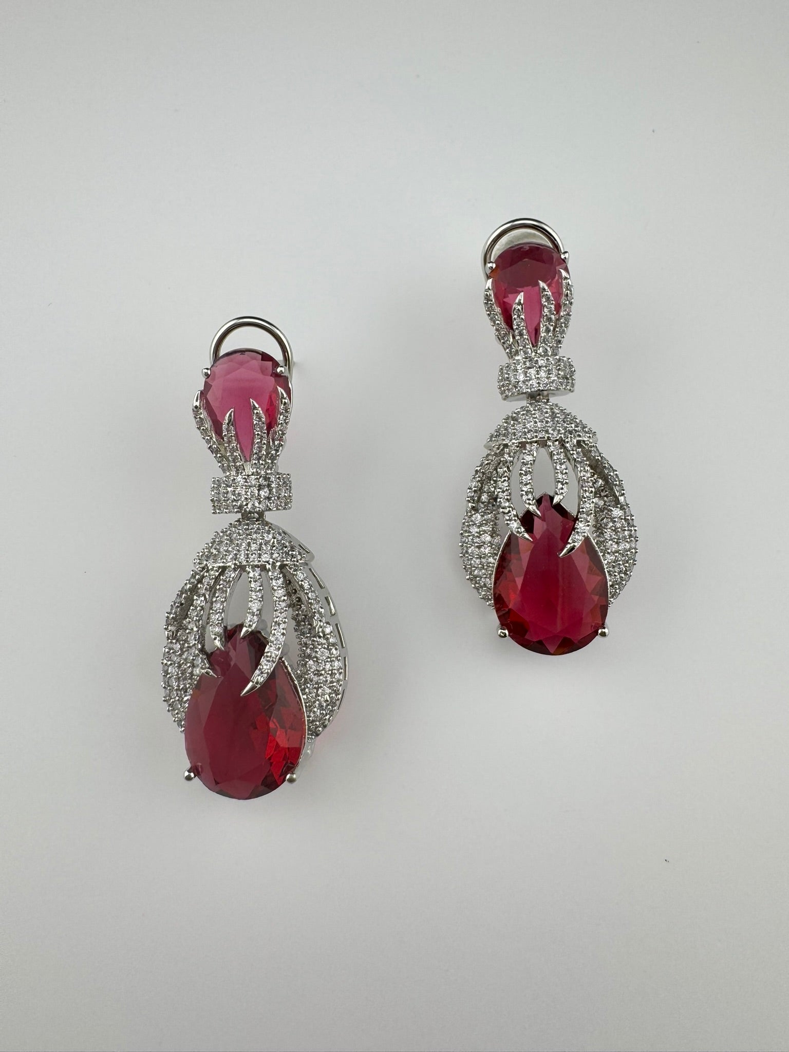 Premium Nano Setting Cubic Zirconia Chandelier earrings with Black Stone