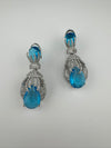 Premium Nano Setting Cubic Zirconia Chandelier earrings with Black Stone