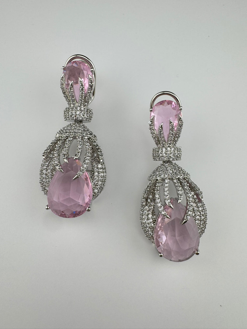 Premium Nano Setting Cubic Zirconia Chandelier earrings with Black Stone