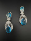 Premium Nano Setting Cubic Zirconia Chandelier earrings with Black Stone