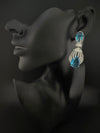 Premium Nano Setting Cubic Zirconia Chandelier earrings with Black Stone